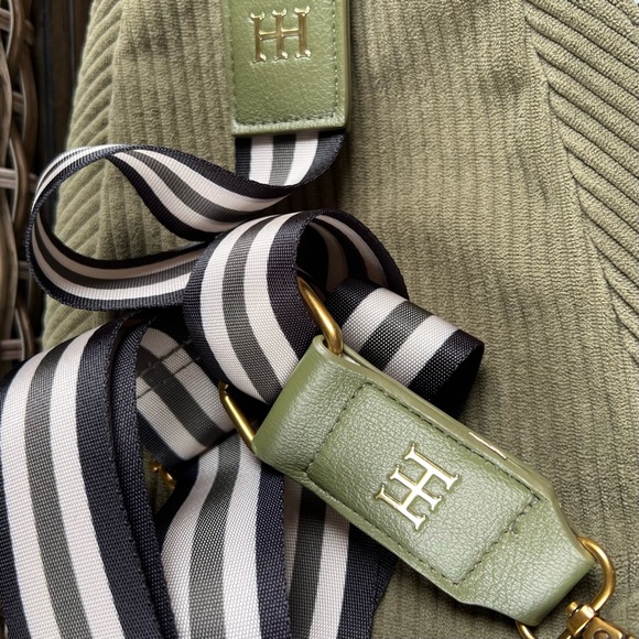 Haute Hippie Olive Corduroy Sling Bag – Gold Hardware, Striped Strap - Picture 11 of 12